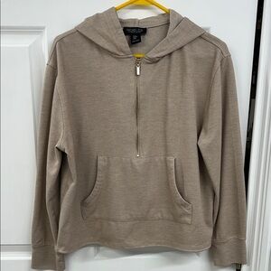 Rachel Zoe Tan Hooded Zip-Up Sweater